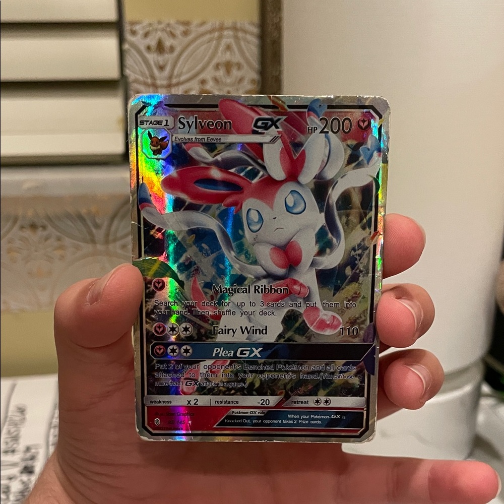 Pokemon Sylveon GX Trading Card - Red, Blue, White